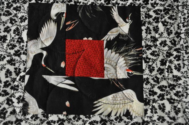 A shot of the one of the blocks based on the crane fabric Barbara so liked.