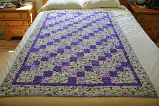 Four Patch #3, Amethyst Four Patch quilt, lap size.