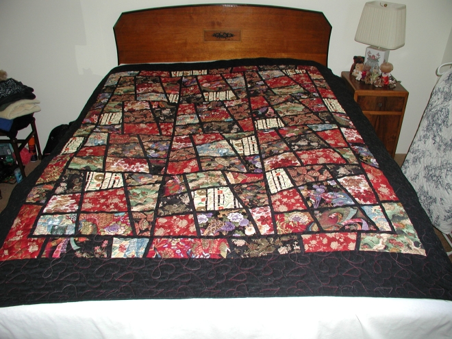 Magic Tiles quilt in oriental fabrics.