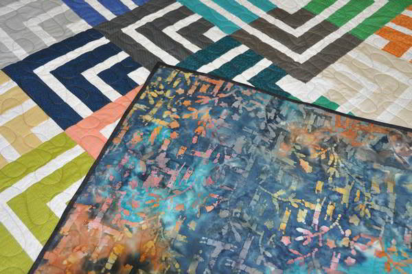 Close up of folded corner showing the backing fabric.